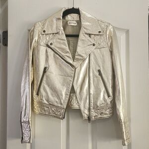 Meteo Gold Metallic Leather Jacket